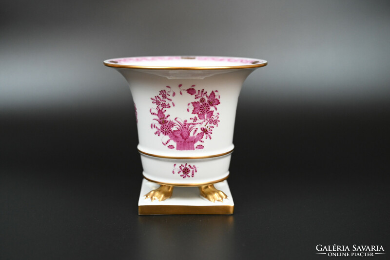 Herend porcelain baroque vase with Indian basket decor