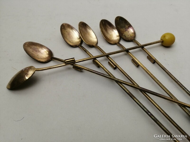 ART DECO KOKTÉLOS KANALAK SZÍVÓSZÁL TARTÓVAL -  6 DB