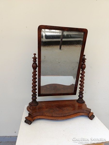 Antik biedermeier fa bútor nagy csavart oszlopos álló tükör 579 8947
