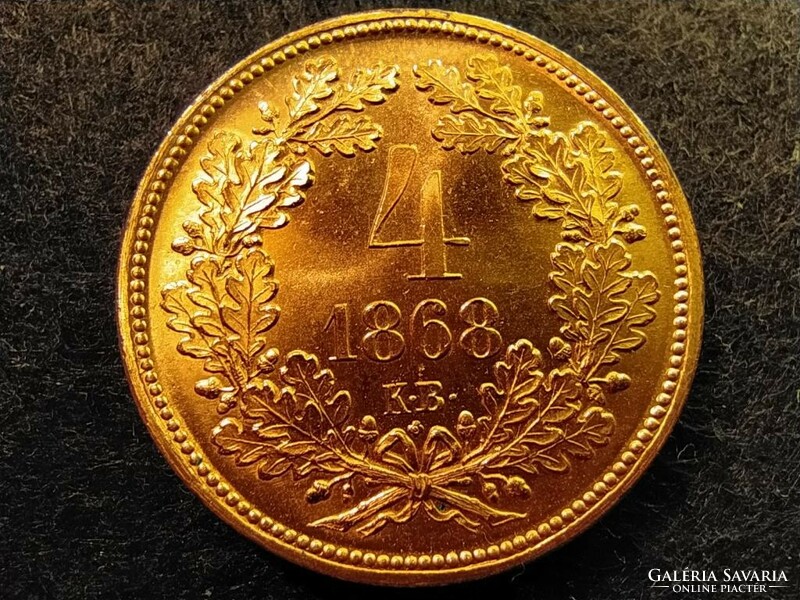 Ferenc József 4 Krajcár 1868 KB ritka rozettás ARTEX