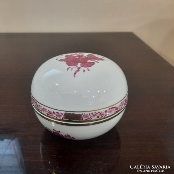 Herendi Pur-pur Apponyi mintás porcelán bonbonier