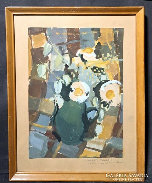 Tassy Klára: Virágcsendélet, 1959 - ritkaság! női festő, Eigel Istvánné