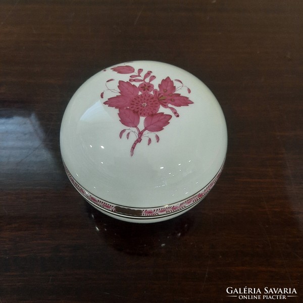 Herendi Pur-pur Apponyi mintás porcelán bonbonier
