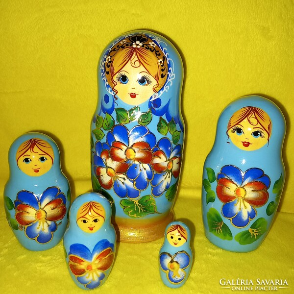 Matrjoska baba 5 db-os. Fából készült figura. Baba.