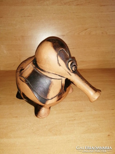 Kerámia terracotta art deco elefánt persely - 14 cm magas (z)
