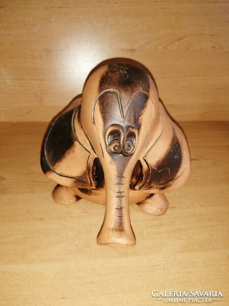 Kerámia terracotta art deco elefánt persely - 14 cm magas (z)
