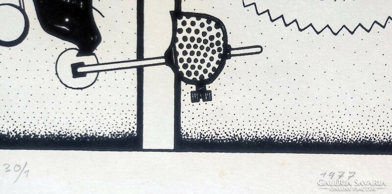 Budahelyi Tibor 1977-es szitanyomat 43x62 cm lapméret  30/1 számozás