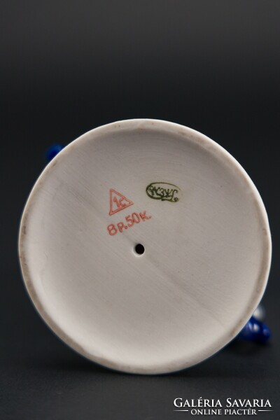 Gzsel (Гжeль) orosz porcelán, gyertyatartó, jelzett.