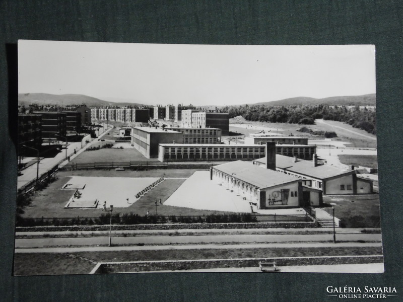 Képeslap, Kazincbarcika,lakótelep, óvoda, látkép,részlet, 1968-