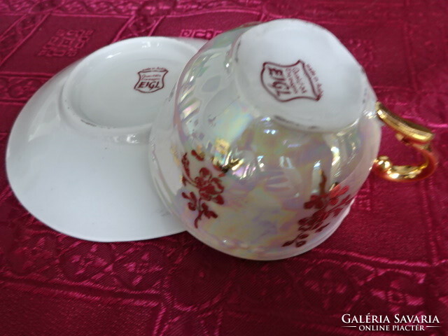 EIGL minőségi német porcelán kávéscsésze + alátét, BAD GASTEIN felirattal.