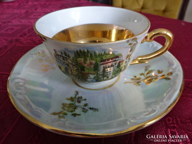 EIGL minőségi német porcelán kávéscsésze + alátét, BAD GASTEIN felirattal.