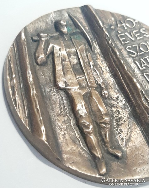 Dorogi Szénbányák bronz emlék plakett  " 40 éves Szolgálatért "  9,5 cm