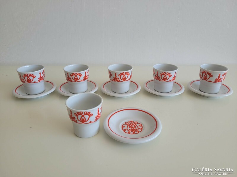 Régi Hollóházi porcelán kávés készlet retro csésze 6 db