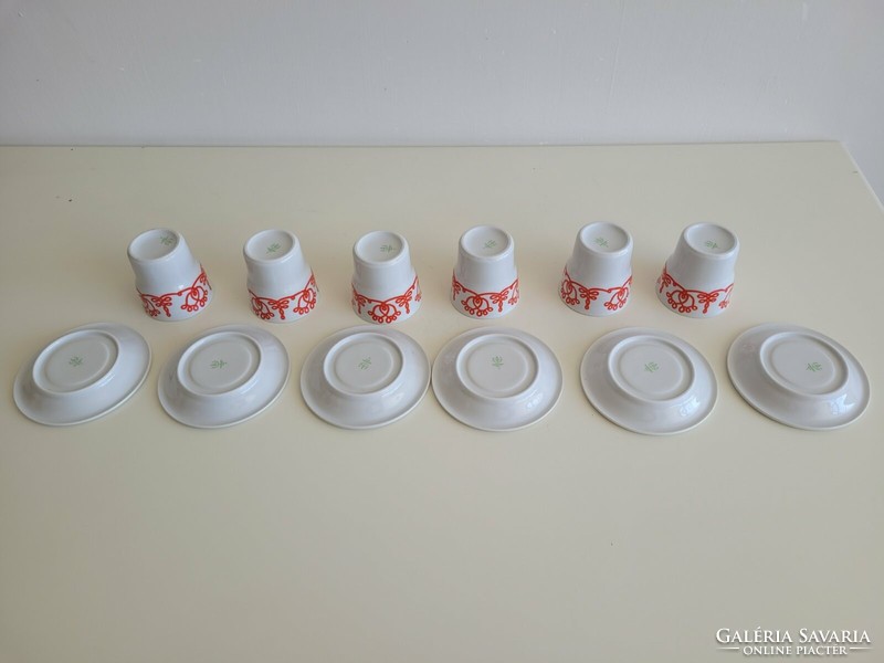 Régi Hollóházi porcelán kávés készlet retro csésze 6 db