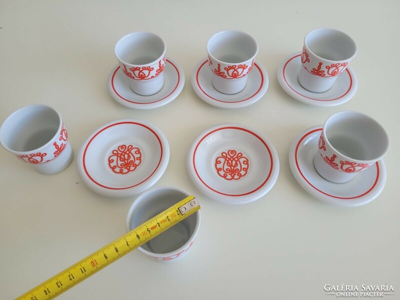 Régi Hollóházi porcelán kávés készlet retro csésze 6 db