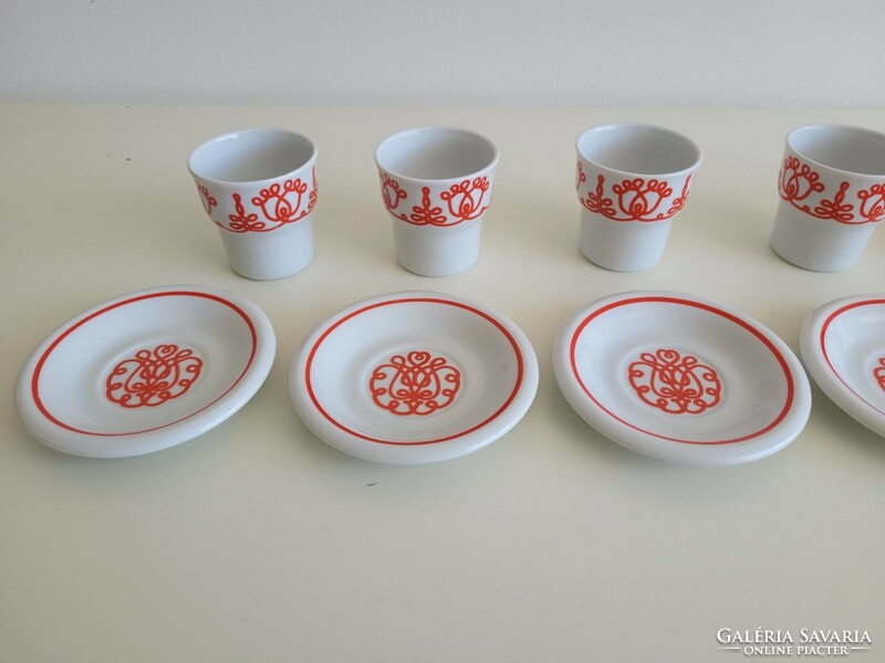 Régi Hollóházi porcelán kávés készlet retro csésze 6 db