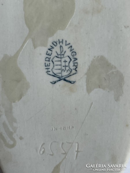 Herendi porcelán nyelű tortalapát és kis faliváza