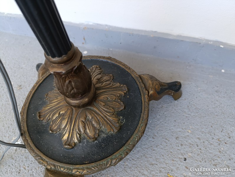 Antik állólámpa patinás bronzírozott réz öntvény lábú álló lámpa búra nélkül 542 9214