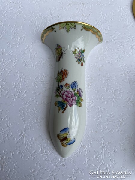 Herendi porcelán nyelű tortalapát és kis faliváza