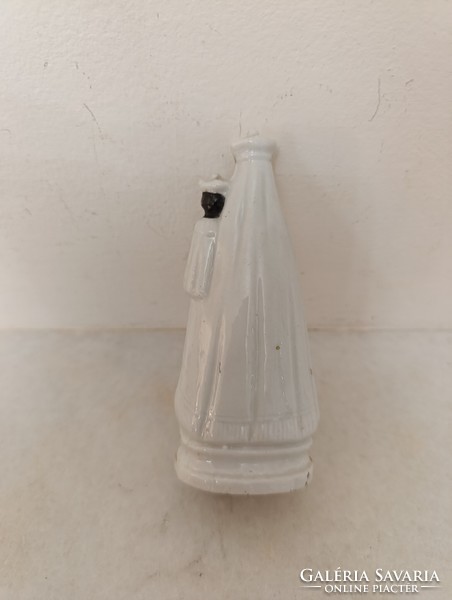 Antik biszkvit porcelán kis fekete Madonna Mária Jézus szobor 19. század keresztény katolikus 745