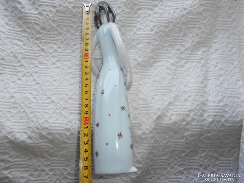 Hollóházi korsos lány - kézzel festett art deco  porcelán figura 27 cm