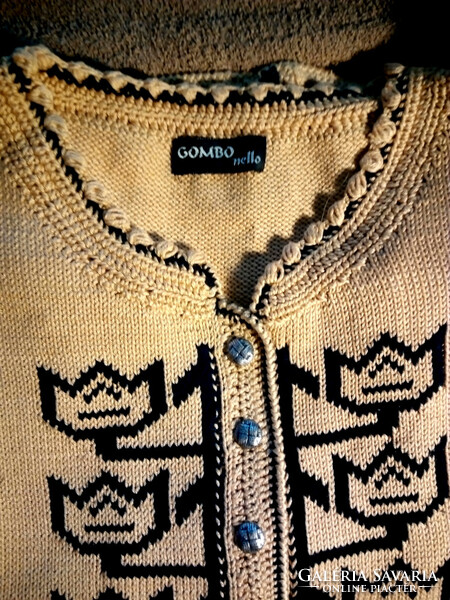 Alkalmi, géppel kötött, kézzel-horgolt kabátka - 100% pamut