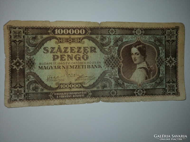 4 db sérült Százezer pengő 1945