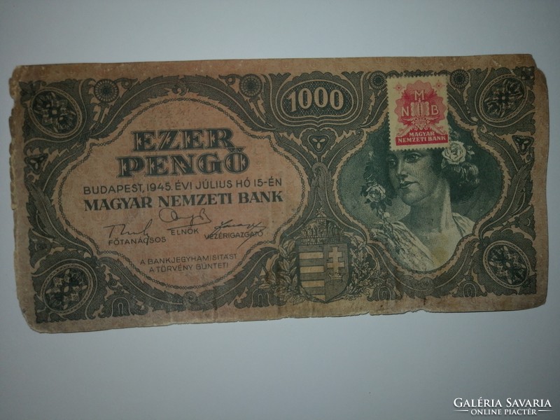 3 db Ezer pengő 1945, sérült