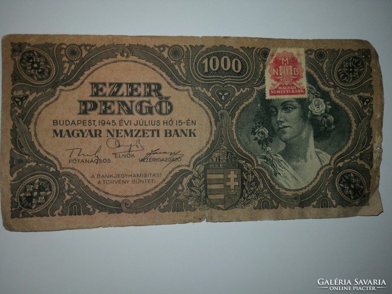 3 db Ezer pengő 1945, sérült