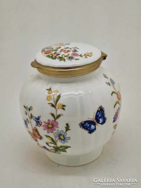 Angol Aynsley porcelán virágos tároló doboz pillangóval 10cm