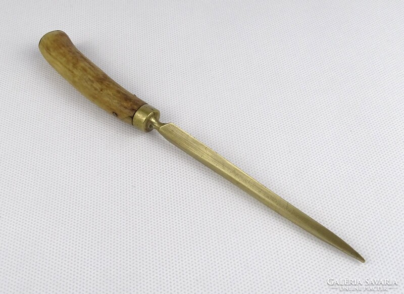 1S585 Régi vadász agancs levélnyitó kés 19.5 cm