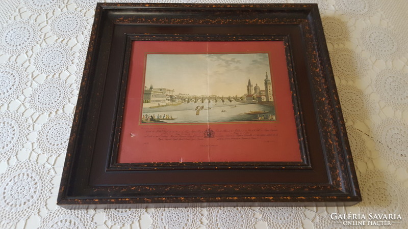 Szép fa képkeret,nyomattal 45.5x40.5cm.