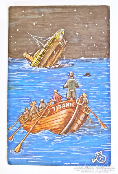 TITANIC, 4 DB. KISMÉRETŰ TEMPERÁVAL FESTETT KÉP A TITANIC KATASZTRÓFÁJÁRÓL !