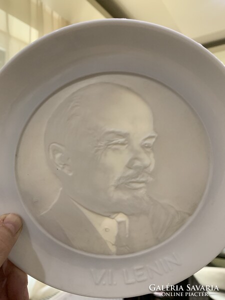 Ritkasàg!!! Herendi litofàn fali dísztányér,falitányér, plakett Lenin arcképével 19 cm átmérővel