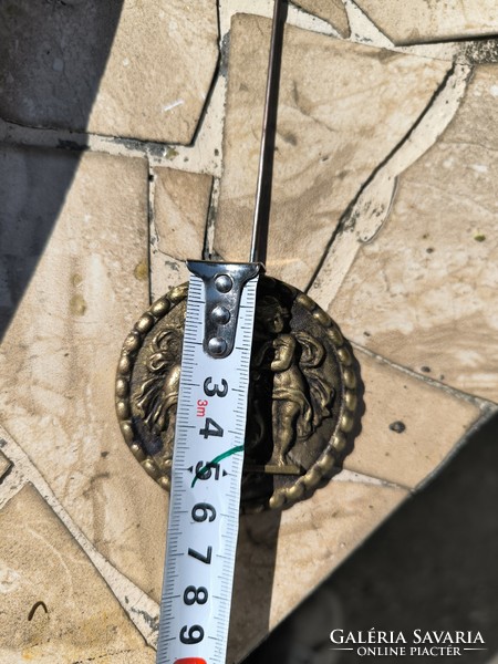 Gyönyörű antik asztali kandalló óra kép óra Keret óra inga ,angyalkàs réz öntvény