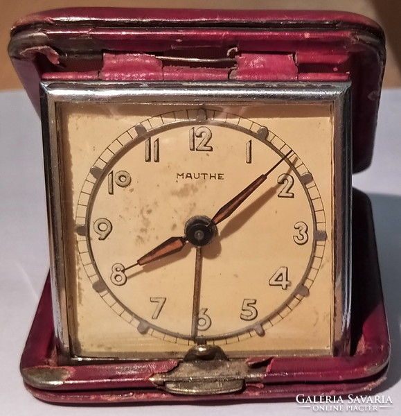 ANTIK Mauthe MŰKÖDŐ UTAZÓÓRA az 1940-es évekből, utazási ébresztőóra