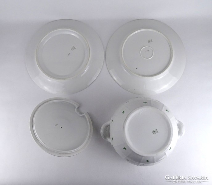 1S806 Antique OEPIAG large porcelain soup bowls and saucers