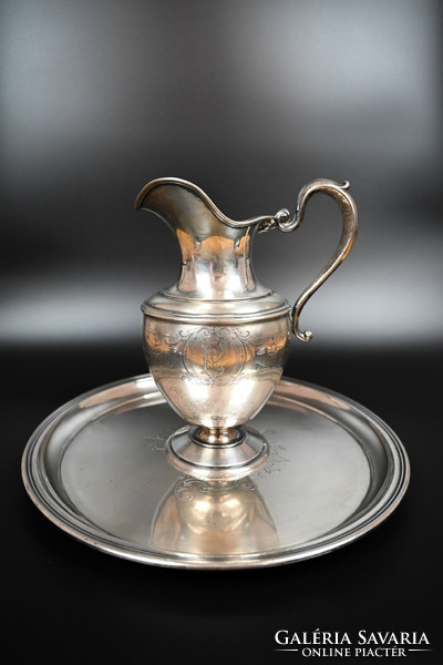 MESEBELI ANTIK EZÜST VIZES KANCSÓ, TÁLCÁVAL - 1456g