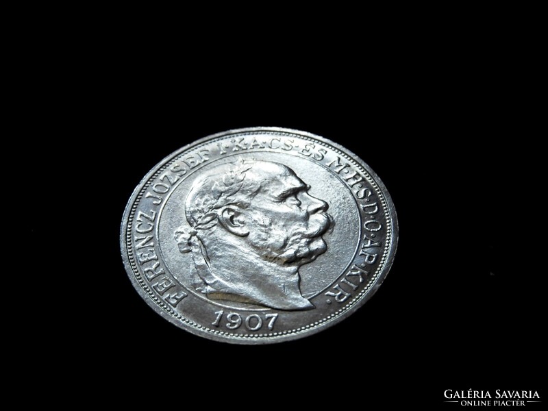 1907 ezüst jubileumi koronázási 5 korona Ferenc József jelöletlen ARTEX UNC verdefényes RITKA (KL1)