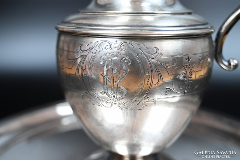 MESEBELI ANTIK EZÜST VIZES KANCSÓ, TÁLCÁVAL - 1456g