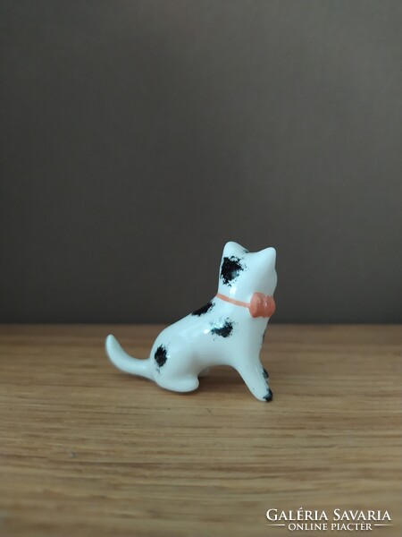 Mini porcelán foltos cicus/cica (Hollóházi?)