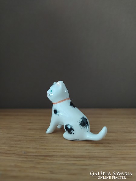 Mini porcelán foltos cicus/cica (Hollóházi?)