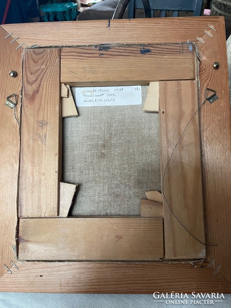 Kulcsár József festő (1921- ) "Pensioner" (nyugdíjas) 1965, régi olaj festmény Malmö 1976.