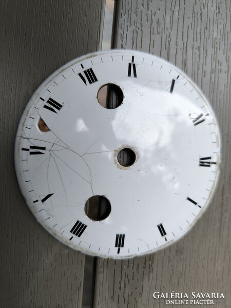 Antik 2 felhúzós zománc szàmlap feles ütős Biedermeier asztali óra kandalló óra szàmlap  kb 10 cm