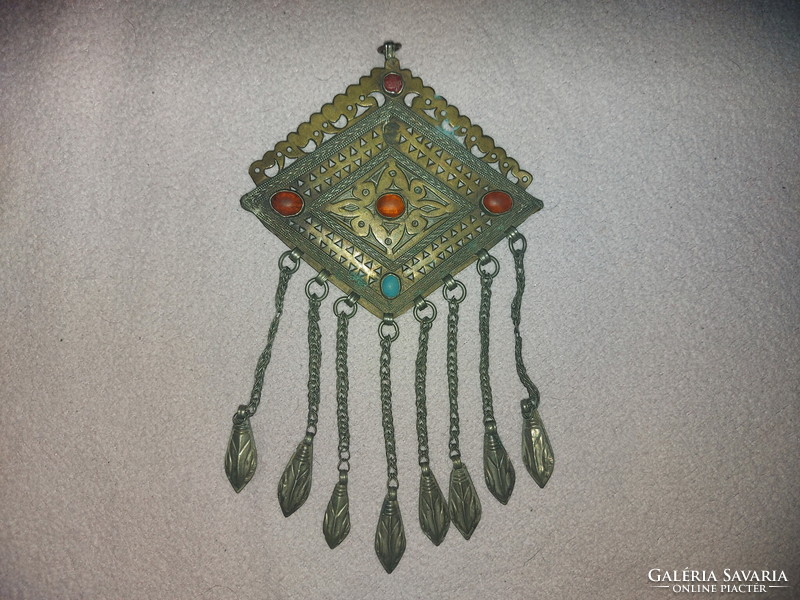 Iszlám tekke turkomen amulet-medál 19 sz (ezüst-réz)