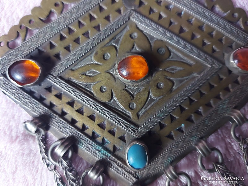 Iszlám tekke turkomen amulet-medál 19 sz (ezüst-réz)