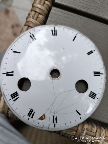 Antik 2 felhúzós zománc szàmlap feles ütős Biedermeier asztali óra kandalló óra szàmlap  kb 10 cm