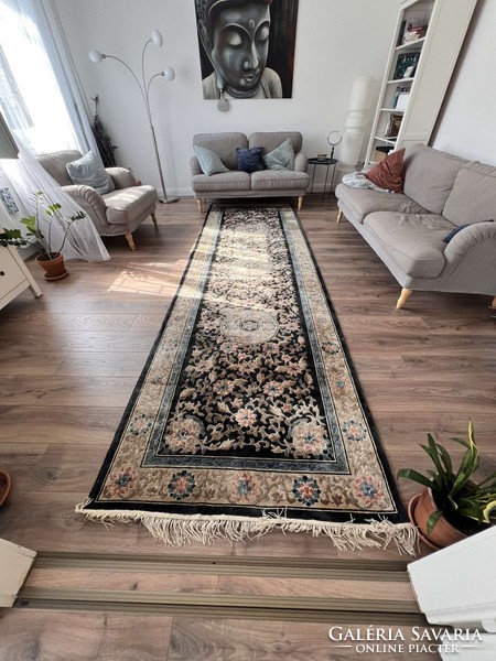 Gyönyörű egyedi bambuszselyem szőnyeg 120x400 különleges, ritka darab