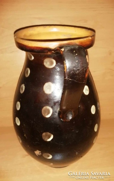 Antik mázas pöttyös szilke köcsög - 26 cm magas
