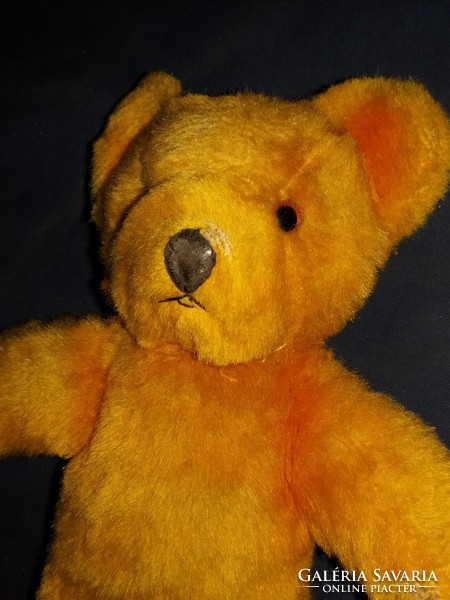 Régi mikrobársony üvegszemű szalmamaci ritka kicsi méret szép állapotban 28 cm a képek szerint 27 cm